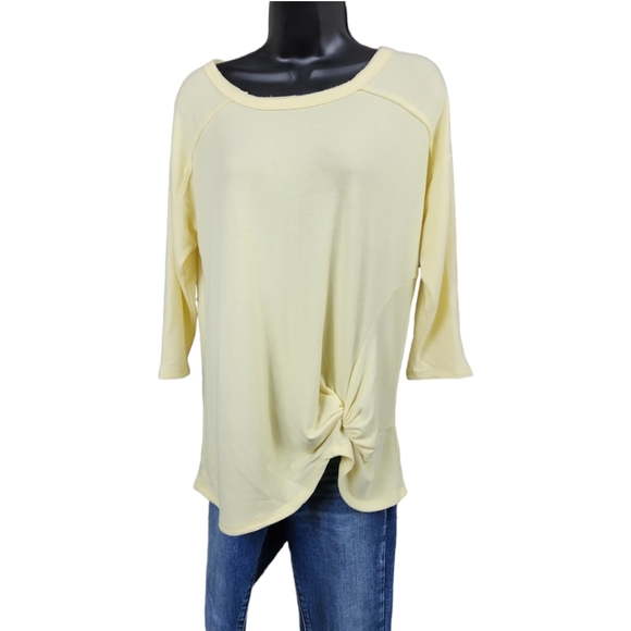 Twist Hem Soft Yellow Sweatshirt - Picture 3 of 9